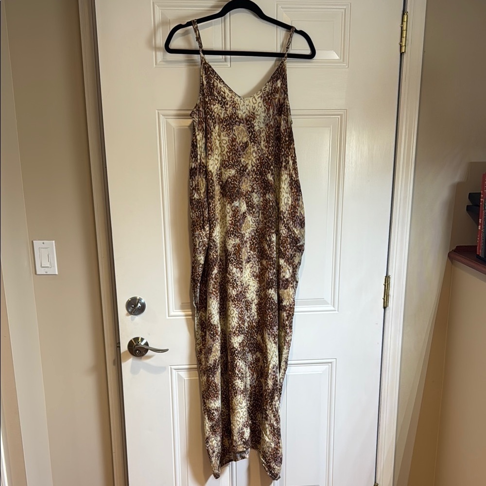 Love Stitch Oversized Cream Spaghetti Strap Maxi Dress